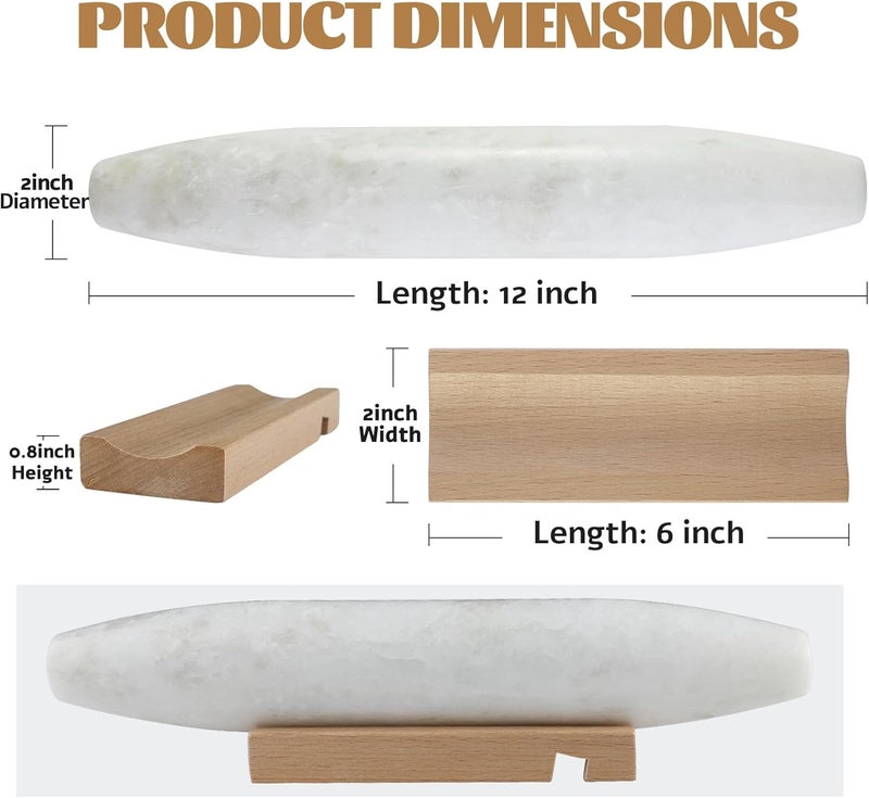 Koville African Natural Marble French Rolling Pin, 12inch Non-Stick Rolling Pin for Baking, Dough Roller for Pasta, Dumpling, Fondant, Pie, Bread, Pizza, Kitchen Baking Tools(Namib Fantasy) - Image 3
